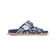 Blauwe Katoenen Platte Sandalen Chloé , Multicolor , Dames