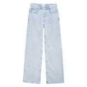 Blauwe High-Waist Straight Leg Jeans Anine Bing , Blue , Dames