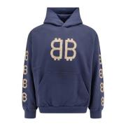 Crypto Medium Fit Sweatshirt met Kangoeroezak Balenciaga , Blue , Here...