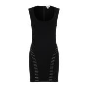 Zwarte Wollen Jurk met Metalen Details Alaïa , Black , Dames