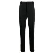 Satin Afgezette Wol Skinny Broek Alexander McQueen , Black , Heren