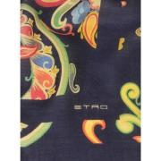 Blauwe Sjaal met Iconisch Motief Etro , Multicolor , Dames