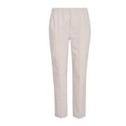 Beige Stretch Katoen Cropped Broek Brunello Cucinelli , White , Dames