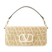 Raphia Crossbody Tas met VLogo Print Valentino Garavani , Beige , Dame...