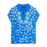 Bloemenprint T-shirt Elena Mirò , Blue , Dames