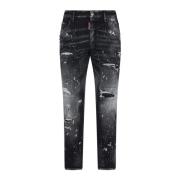 Zwarte Kristal Slim Fit Jeans Dsquared2 , Black , Heren