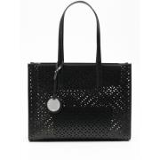 Zwarte Leren Tote Tas Emporio Armani , Black , Dames