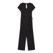 Crepe Jersey Jumpsuit met V-hals Elena Mirò , Black , Dames