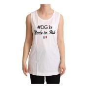 Logo Detail Tanktop Wit Katoen Dolce & Gabbana , White , Dames