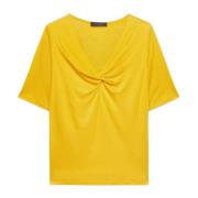 Lyocell Front Knot T-Shirt Elena Mirò , Yellow , Dames