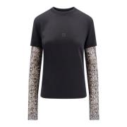 Zwart Crew-neck T-shirt met Logo Borduurwerk Givenchy , Black , Dames