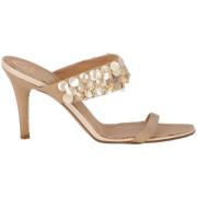 Pre-owned Leather sandals René Caovilla Pre-owned , Beige , Dames