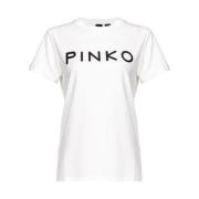 Casual Katoenen T-Shirt voor Vrouwen Pinko , White , Dames