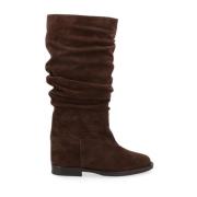 Gevouwen Laars 4159-Velour-Psyke Via Roma 15 , Brown , Dames