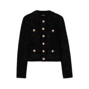 Tweedjasje met knoopsluiting Balmain , Black , Dames