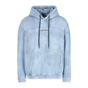 Denim Sweatshirt met Capuchon en Logo Lettering Emporio Armani , Blue ...