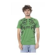Groene Katoenen Logo Print T-Shirt Cavalli Class , Green , Heren