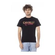 Logo Print Crew Neck T-Shirt Cavalli Class , Black , Heren