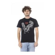 Logo Print Tee Klassieke Stijl Cavalli Class , Black , Heren