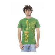 Groene Katoenen Crew Neck T-shirt Cavalli Class , Green , Heren