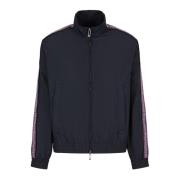 Blauwe Blouson Jas met Paarse Banden Emporio Armani , Blue , Heren