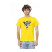 Logo Print Crew Neck T-Shirt Cavalli Class , Yellow , Heren