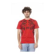 Rode Logo Print Katoenen T-Shirt Cavalli Class , Red , Heren