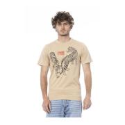 Logo Crewneck Cotton T-Shirt Cavalli Class , Beige , Heren