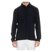 Blauwe Lange Mouw Wol Polo Herno , Blue , Heren