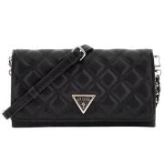 Zwarte Kleine Flap Handtas met Gewatteerd Effect Guess , Black , Dames