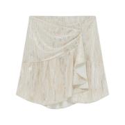 Ruffled Lurex Miniskirt in Off White IRO , Beige , Dames