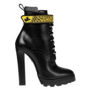 Leren Enkellaarzen Dsquared2 , Black , Dames