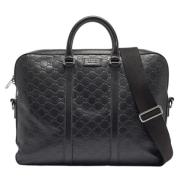 Pre-owned Leather briefcases Gucci Vintage , Black , Heren