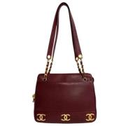 Pre-owned Leather totes Chanel Vintage , Red , Dames