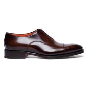 Klassieke Lederen Oxford Schoenen Santoni , Brown , Heren