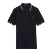 Heren Polo Shirt Dubbele Streep Fred Perry , Blue , Heren