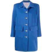 Pre-owned Wool outerwear Valentino Vintage , Blue , Dames