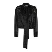 Devore Croc Patroon Blouse Blumarine , Black , Dames