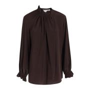 Ruffle Neck Blouse Victoria Beckham , Brown , Dames