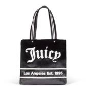 Velvet Tote Bag Zwart/Wit Juicy Couture , Black , Dames