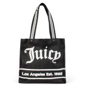 Chique Stro Tote Tas Zwart/Wit Juicy Couture , Black , Dames