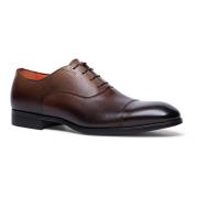 Klassieke Leren Oxford Schoenen Santoni , Brown , Heren