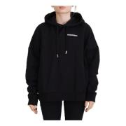 Zwart Logo Patch Katoen Hoodie Sweatshirt Dsquared2 , Black , Dames