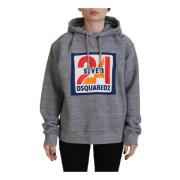 Grijze Logo Print Katoenen Hoodie Dsquared2 , Gray , Dames