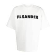 Porselein Logo T-shirt Jil Sander , White , Heren