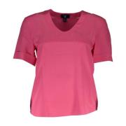 Roze Zijden V-Hals Tops Gant , Pink , Dames