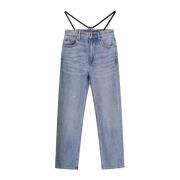 Blauwe Wide Leg Jeans met Stretchband Alexander Wang , Blue , Dames