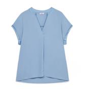 Viscose blouse met korte mouwen Oltre , Blue , Dames