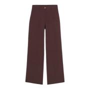 Wijde Linnen Blend Broek Oltre , Brown , Dames