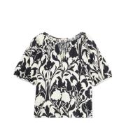 Satin blouse met bloemenpatroon Oltre , Multicolor , Dames